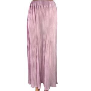 PinkyOtto Pink Elastic Waist High Waist Pleated Straight A-Line Maxi Skirt Sz S